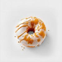 rosquinhas em fundo branco, perfeito para publicidade, embalagens, menus, livros de receitas. destacando textura e detalhes, filmado de cima, alta resolução adequada para impressão, pôsteres, banners e muito mais foto