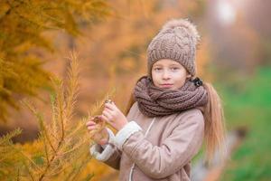 retrato de uma menina adorável ao ar livre em um lindo dia de outono foto