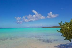 praia branca perfeita com água azul-turquesa na ilha ideal foto