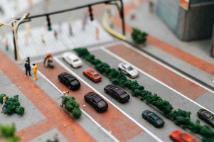 close-up de uma paisagem de estrada em miniatura foto