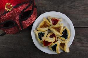 orelhas de haman para celebração de purim. carnaval judaico foto