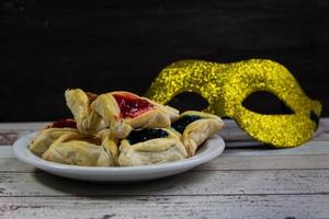 orelhas de haman para celebração de purim. carnaval judaico foto