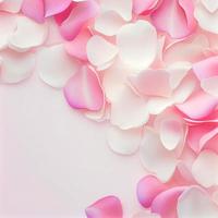 moldura de dia dos namorados feita de flores rosas, confete em fundo branco foto