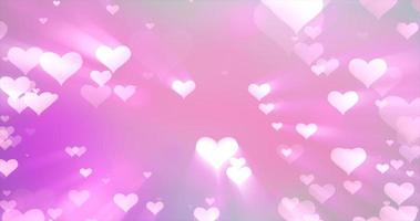 corações de amor voadores macios e brilhantes em um fundo rosa para o dia dos namorados foto