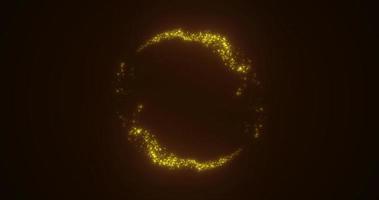 círculo em loop brilhante abstrato de linhas douradas amarelas de partículas de energia mágica. fundo abstrato foto