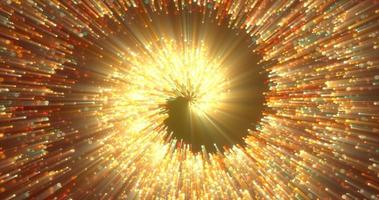túnel espiral abstrato de belas partículas mágicas brilhantes voadoras bokeh energia laranja círculos ardentes em um fundo escuro. fundo abstrato foto