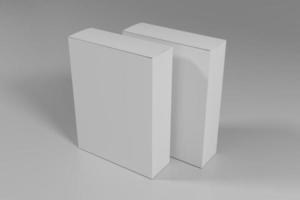 maquete de embalagem de caixa branca em branco na renderização em 3d foto