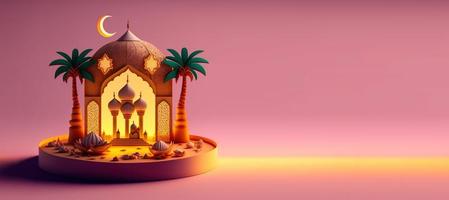 ilustração 3d digital de mesquita para o fundo islâmico do ramadã foto