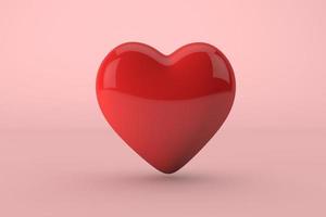 coração vermelho simples em fundo rosa. conceito de dia dos namorados 3d foto