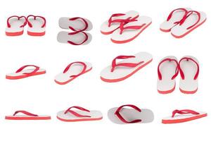 sandálias flip flops cor vermelho isolado no fundo branco foto