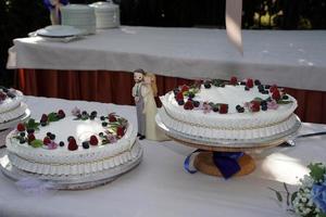 detalhe do bolo de casamento celebração do casamento foto