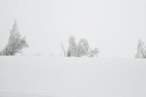 estrada de neve de inverno na região montanhosa após forte nevasca na romênia foto