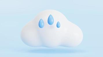 símbolo de clima úmido e nuvens brancas isoladas em fundo azul, símbolo de previsão. renderização 3D. foto