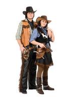 jovem cowboy e cowgirl foto