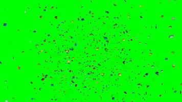 tela verde caindo confete partícula brilhante tridimensional, partículas brilhantes efeitos de tela verde para evento de festival de festa foto