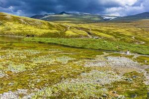 bela montanha e paisagem paisagem natureza parque nacional rondane noruega. foto