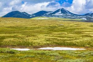 bela montanha e paisagem paisagem natureza parque nacional rondane noruega. foto