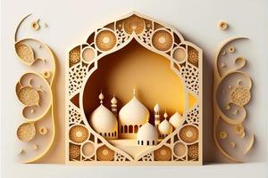 ilustração da decoração do Ramadã Kareem, renderização em 3D foto