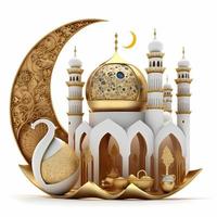 ilustração da decoração do Ramadã Kareem, renderização em 3D foto