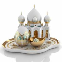 ilustração da decoração do Ramadã Kareem, renderização em 3D foto