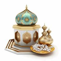 ilustração da decoração do Ramadã Kareem, renderização em 3D foto