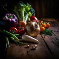 legumes saudáveis na mesa de madeira foto