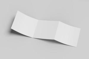 maquete de brochura quadrada com três dobras de papel em branco foto