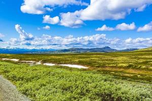 bela montanha e paisagem paisagem natureza parque nacional rondane noruega. foto