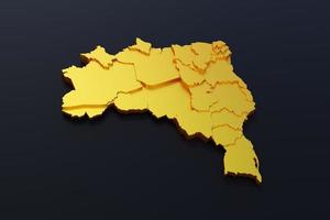 mapa do brasil dourado 3d no fundo preto foto