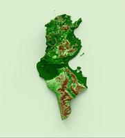 tunísia mapa topográfico 3d mapa realista cor ilustração 3d foto