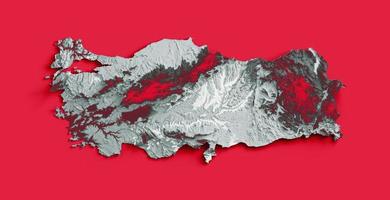 mapa de peru com as cores da bandeira branco e vermelho mapa de relevo sombreado ilustração 3d foto