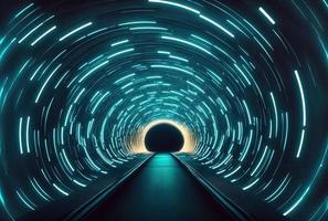 fundo de túnel futurista moderno com luz neon foto