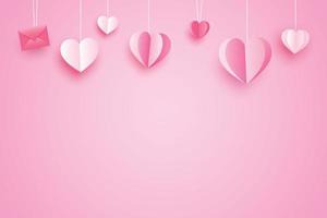 corações de papel rosa em fundo rosa para o fundo do dia dos namorados foto
