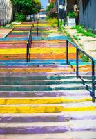 escadaria velha colorida e arquitetura tradicional em Istambul, Turquia foto