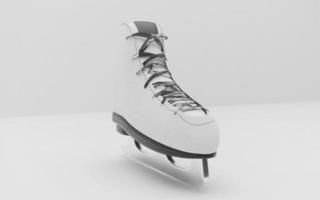 renderização 3D de um par de patins de gelo isolado no fundo do estúdio. visualização da fonte. foto