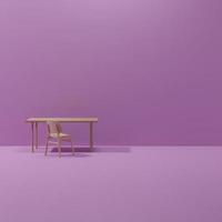 mesa mínima moderna com cadeiras. simular o conceito de design de interiores mínimo com cópia espaço 3d renderização ilustração 3d. foto