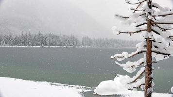 paisagem cênica de inverno perto de um lago congelado