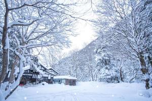 neve pesada na vila de heike no sato na prefeitura de tochigi, nikko city, japão foto