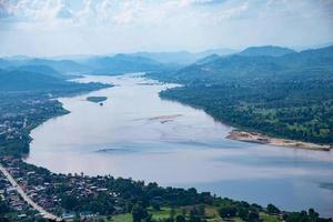 vista superior do rio maklong, o modo de vida tailandês, nong khai, tailândia foto