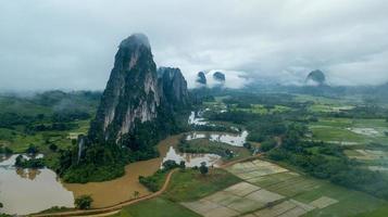 Laos lindo aéreo Visão a partir de uma zangão tiro do muang fuang vienciana. foto