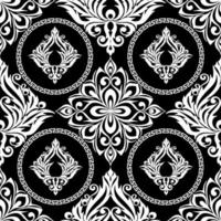 padrão gráfico sem costura, azulejo com ornamento branco geométrico abstrato sobre fundo preto, textura, design foto