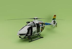 helicóptero, mínimo 3d Renderização em olivina cor fundo foto