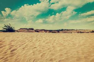 areia e azul céu Visão com vintage tom. foto