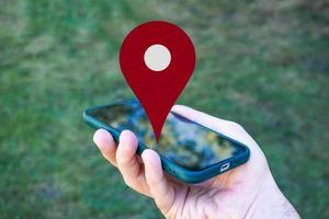 GPS localização símbolo em a Smartphone foto