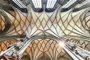 viena, Áustria - Julho 14, 2021, interior e intrincado abobadado teto do santo stephansdom Igreja dentro velho cidade Centro do Viena dentro Áustria. foto