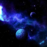 Cena do espaço 3D com planetas fictícios