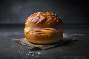 caseiro pão fez do queijo e presunto para café da manhã Comida fotografia foto