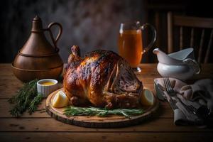 saboroso assado carne de porco junta Como regional prato Comida fotografia foto