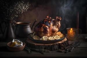 saboroso assado carne de porco junta Como regional prato Comida fotografia foto