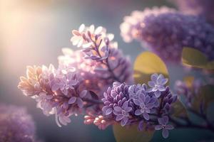 lilás flores Primavera florescer, ensolarado dia luz bokeh fundo foto
